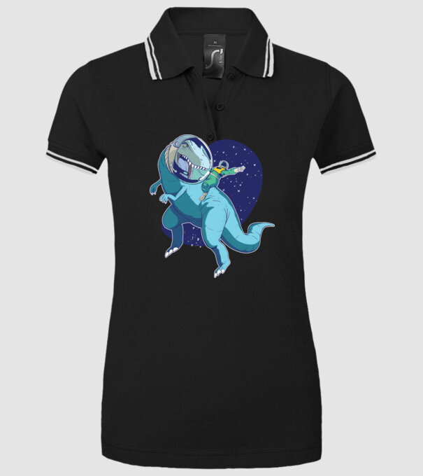 Astronaut Dinozaur T rex model negru pe tricou