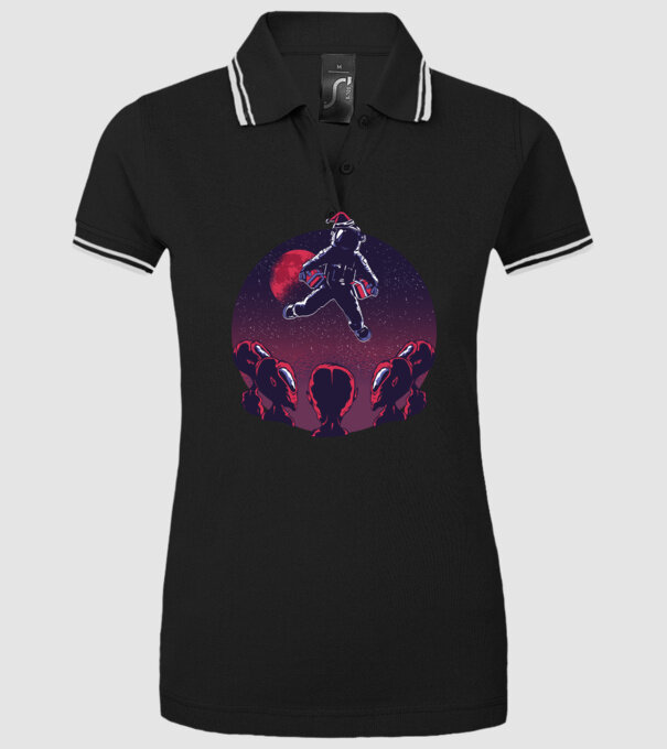 Moș Crăciun Astronaut model negru pe tricou