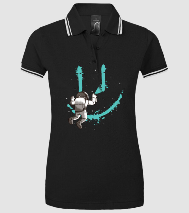 Astronaut Smiley Graffiti model negru pe tricou