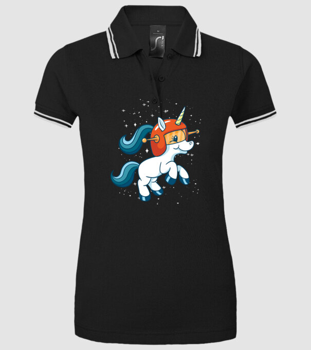 Unicorn Astronaut model negru pe tricou