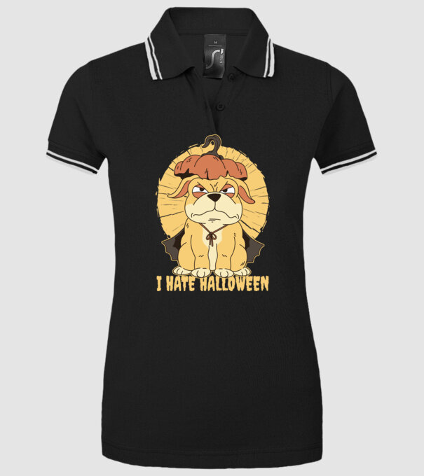 Urăsc Halloween cu câine model negru pe tricou