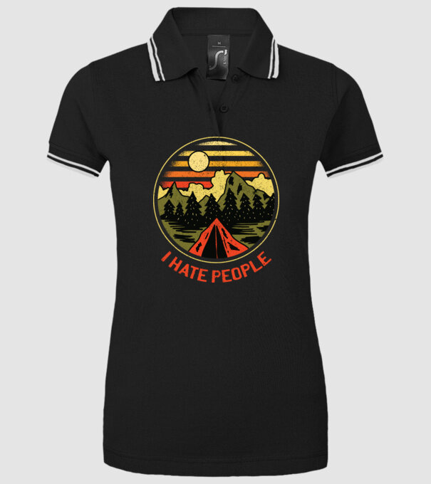 Urăsc oamenii tricou de camping model negru pe tricou