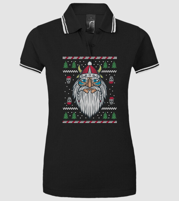 Moș Crăciun viking Pulover urât model negru pe tricou