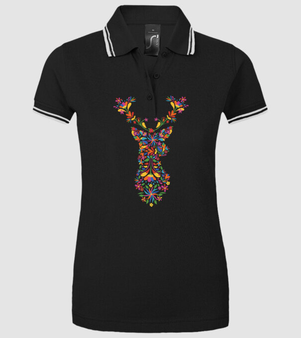 Cerb cu motive florale Floral model negru pe tricou