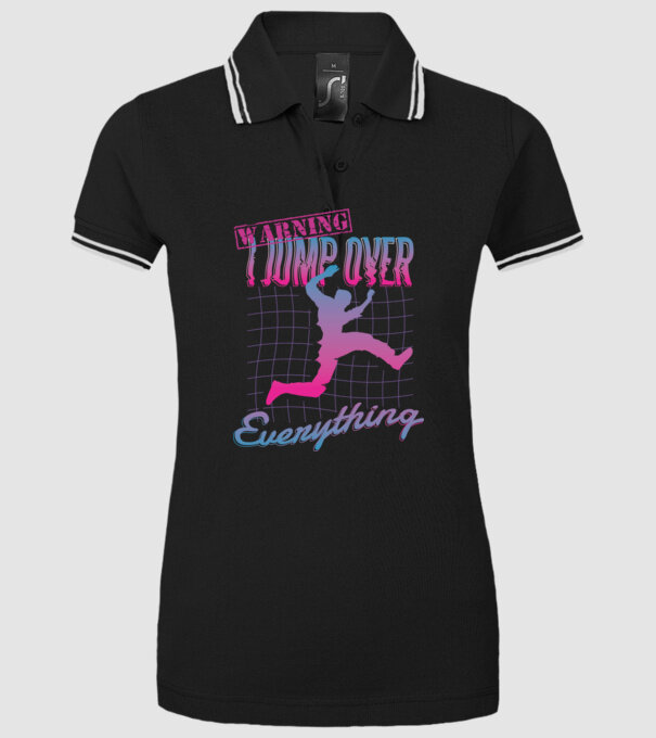 Warning I Jump over everything Parkour model negru pe tricou