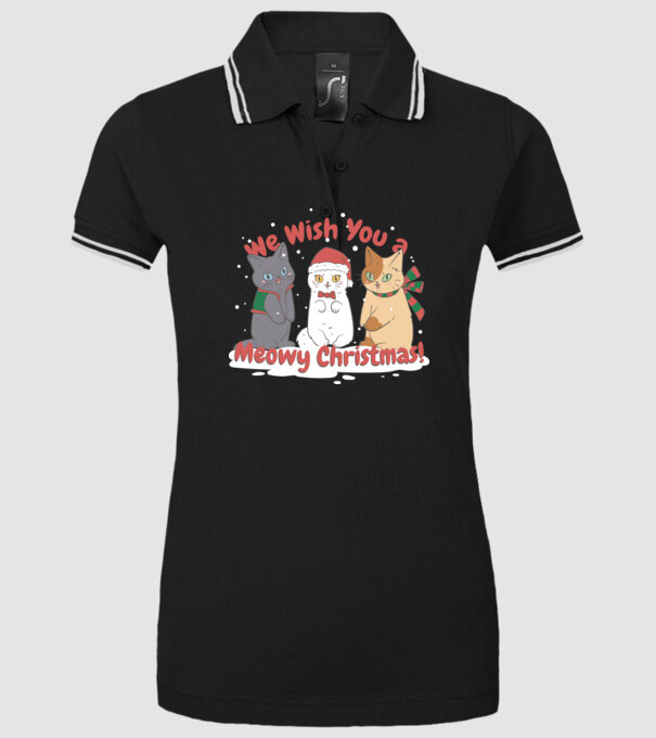 We wish You a Meowy Christmas model negru pe tricou