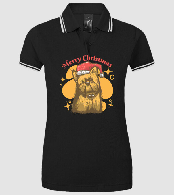 Crăciun Yorkie model negru pe tricou