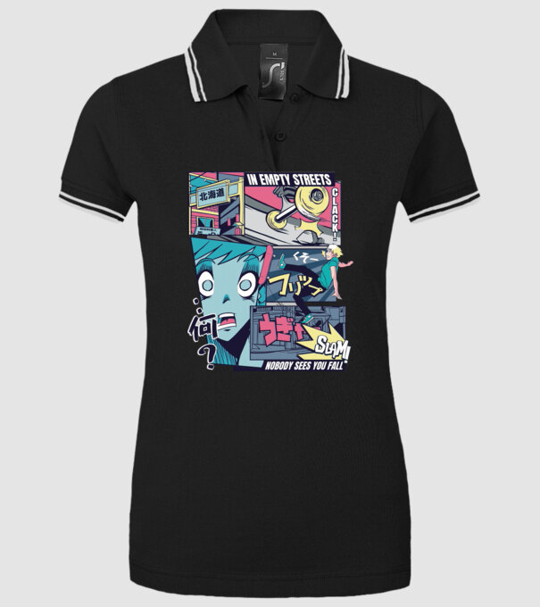Anime Vaporwave Benzi desenate Skateboard model negru pe tricou