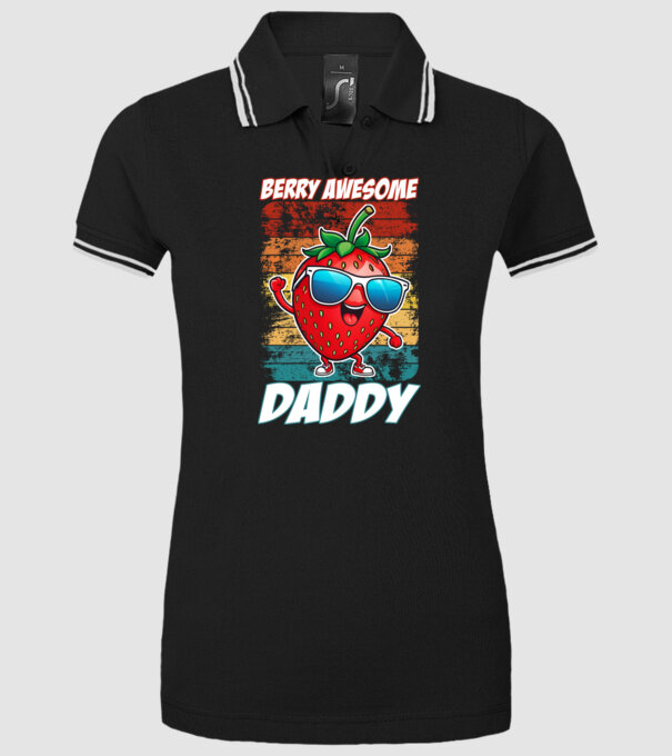 Berry Awesome Daddy Strawberry model negru pe tricou