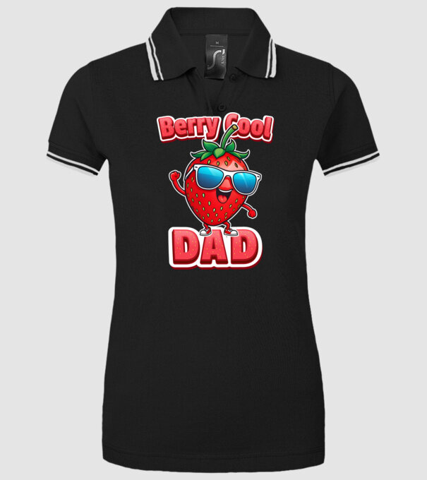Berry Cool Dad Strawberry model negru pe tricou