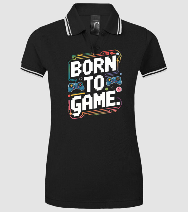 Born to Game Pixel Negru model negru pe tricou