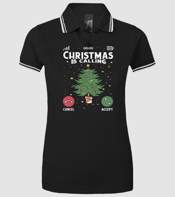 Christmas is calling model negru pe tricou