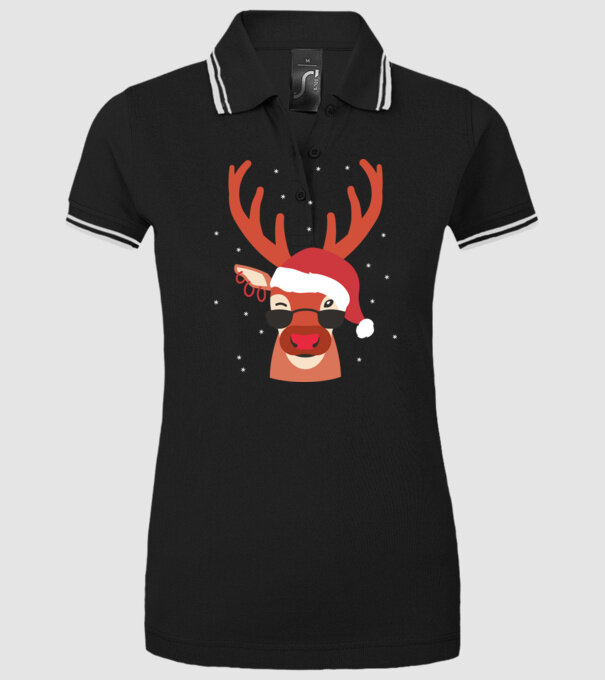 Cool Reindeer Rudolph model negru pe tricou