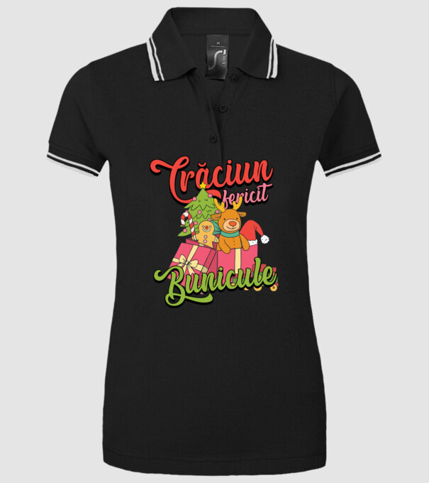 CRĂCIUN FERICIT BUNICULE model negru pe tricou