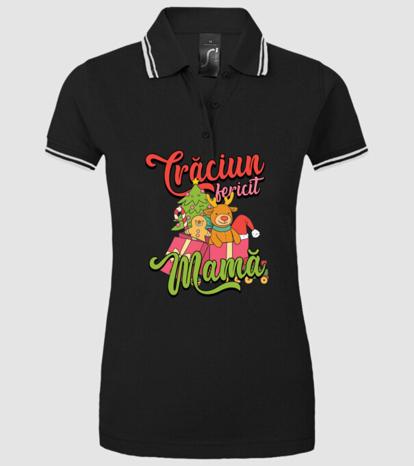 CRĂCIUN FERICIT MAMĂ model negru pe tricou