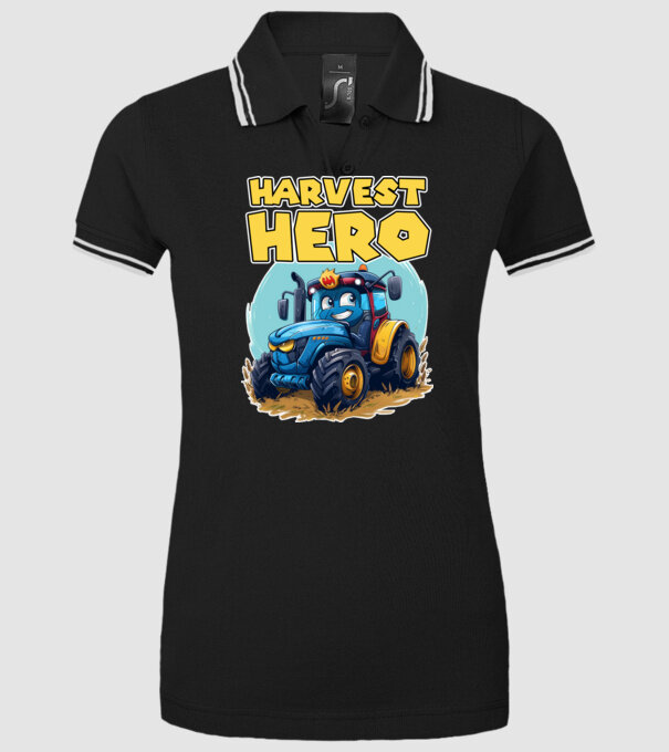 Harvest Hero Tractor model negru pe tricou