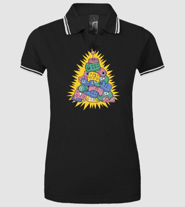 Joystick pom de Crăciun model negru pe tricou