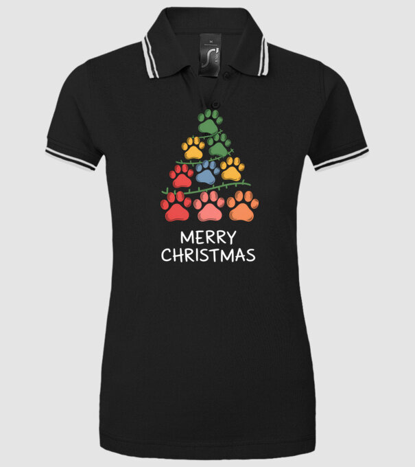 Merry Christmas Paws Negru model negru pe tricou