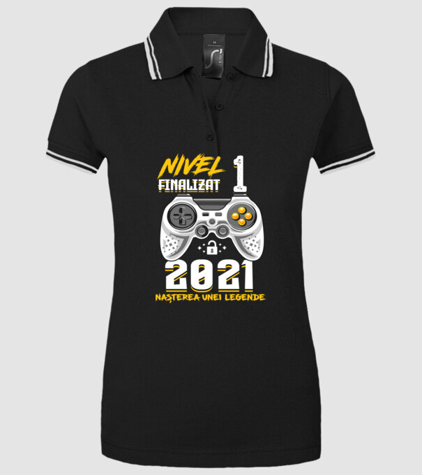 Nivel 1 finalizat. 2021 nașterea unei legende model negru pe tricou
