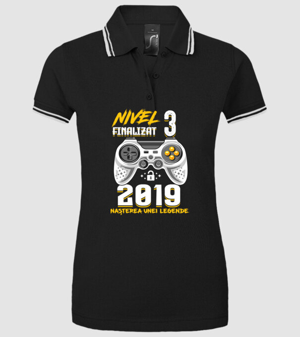 Nivel 3 finalizat. 2019 nașterea unei legende model negru pe tricou