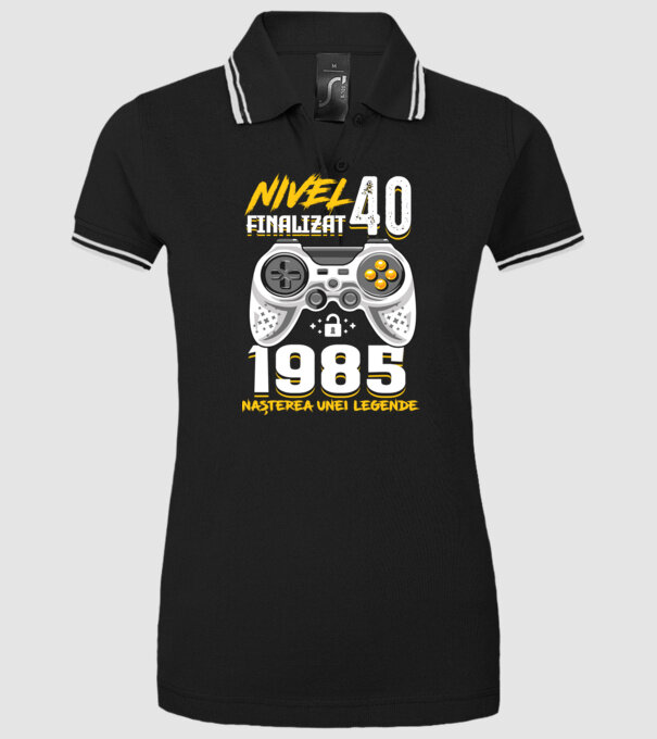 Nivel Finalizat 40 1985 model negru pe tricou
