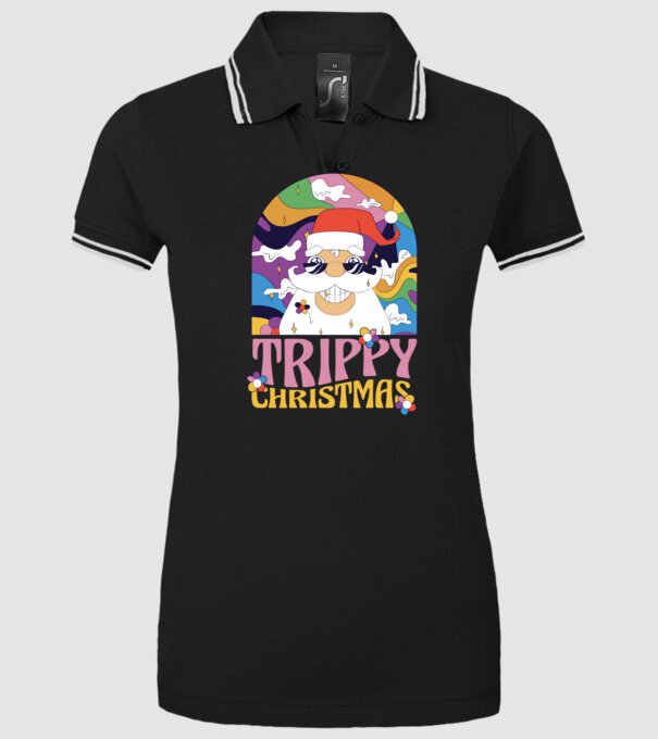 Trippy Christmas model negru pe tricou