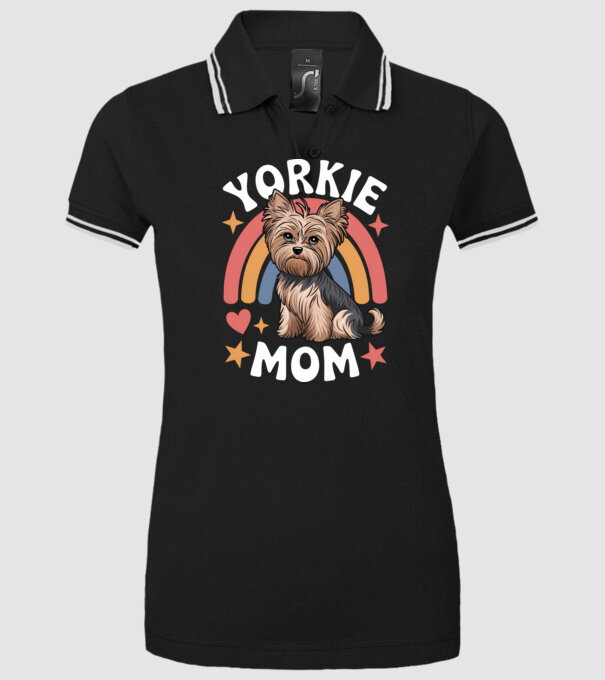 Yorkie Mom Negru model negru pe tricou