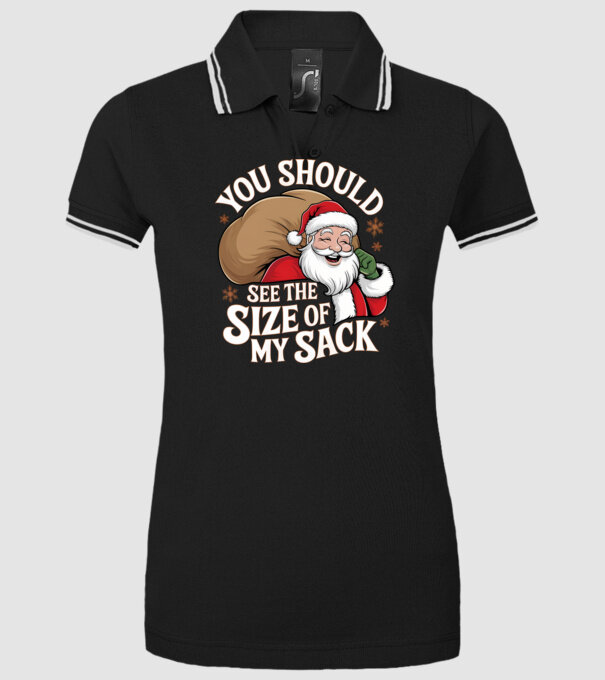 You Should See The Size Of My Sack Santa model negru pe tricou