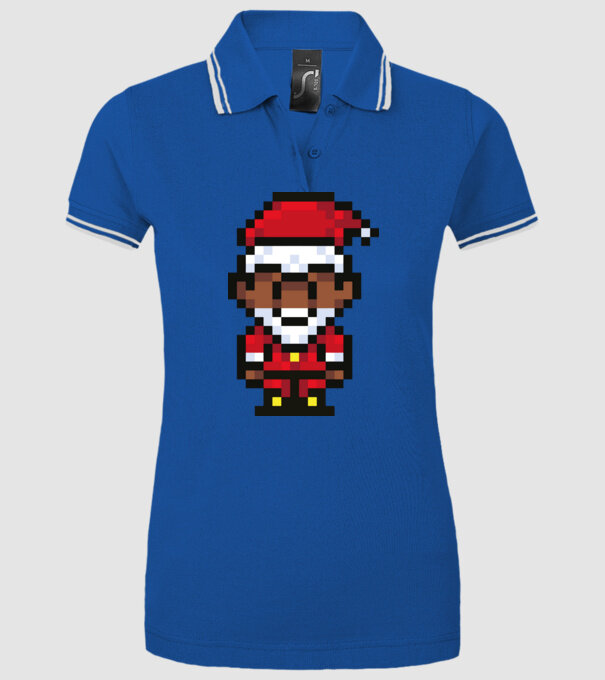 8bit pixel Moș Crăciun model albastru regal pe tricou