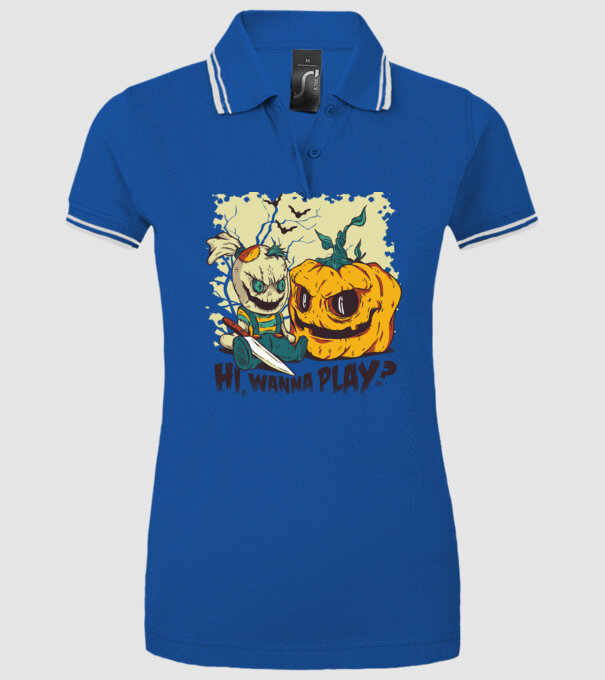 Vrei să te joci? Halloween model albastru regal pe tricou
