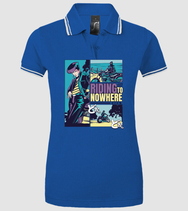 Anime Vaporwave Riding Nowhere model albastru regal pe tricou