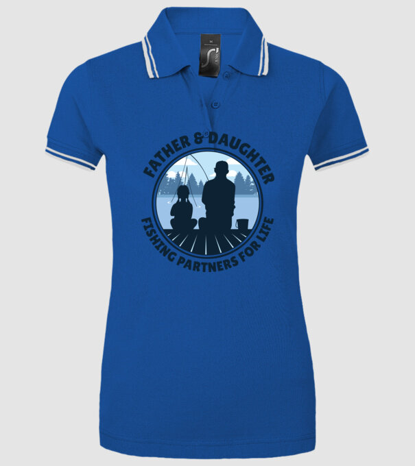 Tată Fiică Parteneri de pescuit pe viață model albastru regal pe tricou