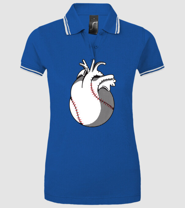 Inimă Baseball model albastru regal pe tricou