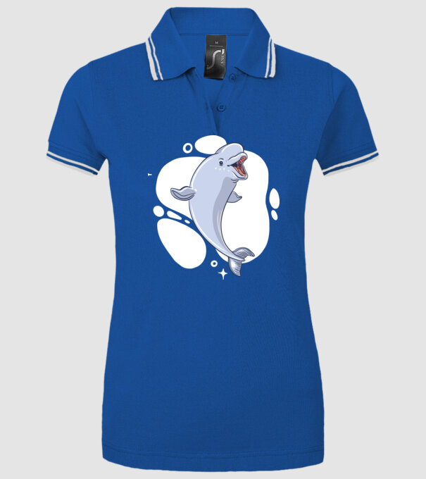 Balenă Beluga model albastru regal pe tricou