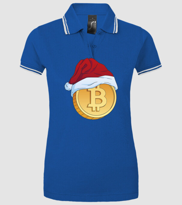 Crăciun Bitcoin model albastru regal pe tricou