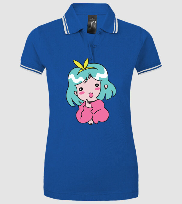 Fetiță drăguță Anime model albastru regal pe tricou