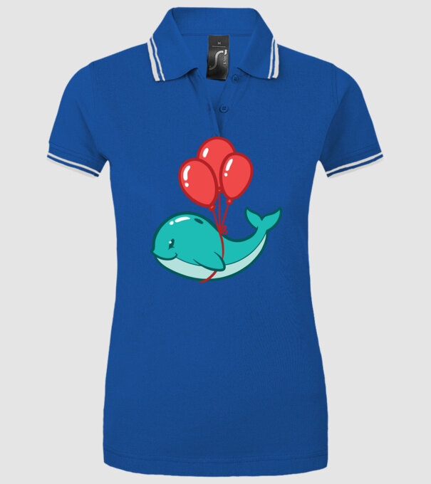 Balenă Drăguță cu Balon model albastru regal pe tricou