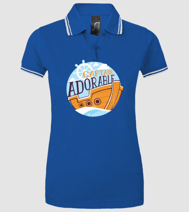 Căpitan drăguț model albastru regal pe tricou