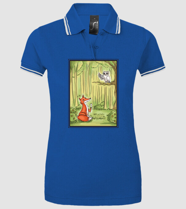 Vulpe drăguț cu bufniță model albastru regal pe tricou