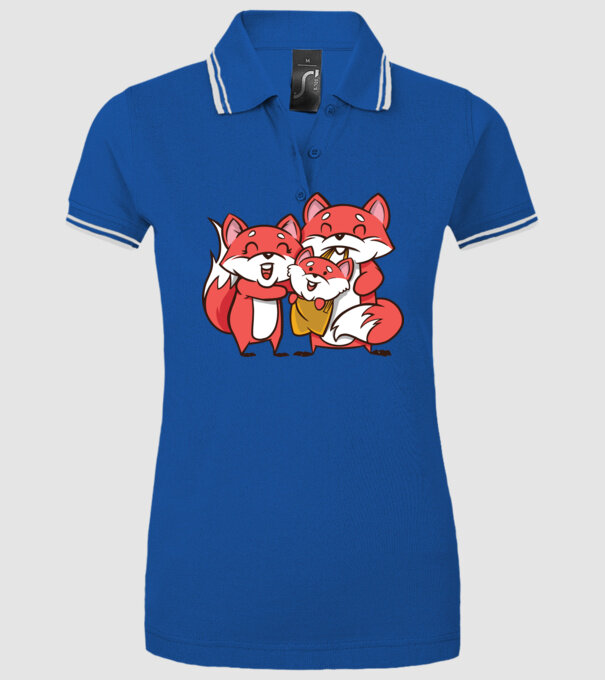 Familie Vulpe drăguță model albastru regal pe tricou