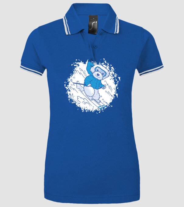 Câine drăguț schiind model albastru regal pe tricou
