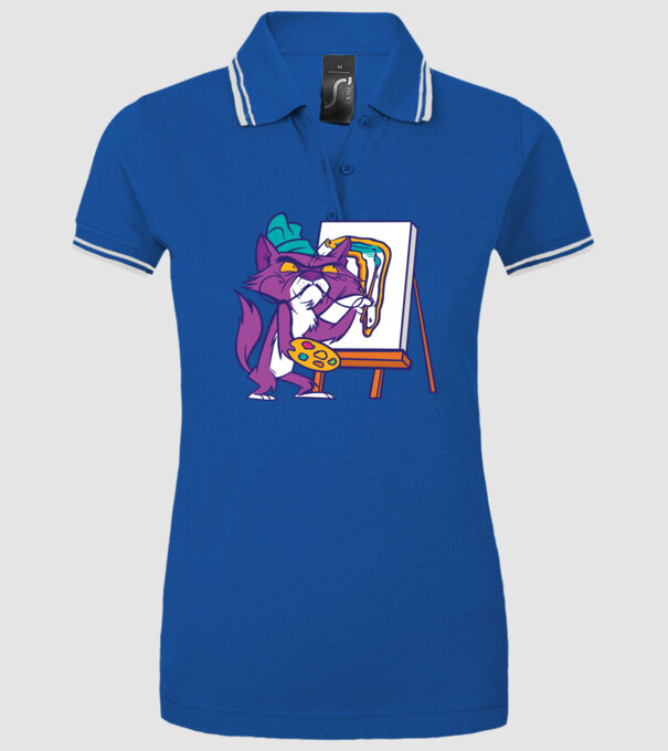 Pisică Dali model albastru regal pe tricou
