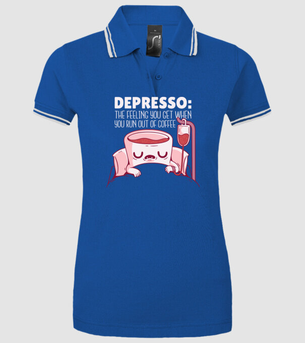 Depresso - Sentimentul când rămâi fără cafea model albastru regal pe tricou