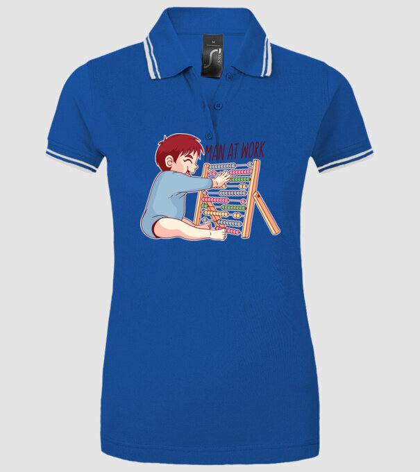 Bărbat la lucru tricou amuzant model albastru regal pe tricou