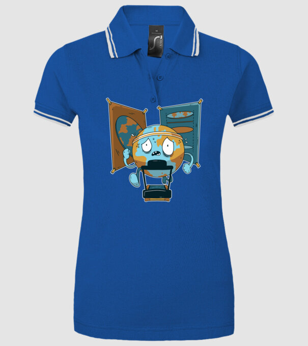 Pământ vs Pământ plat model albastru regal pe tricou