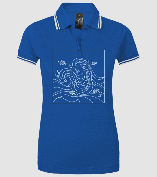 Ocean geometric model albastru regal pe tricou