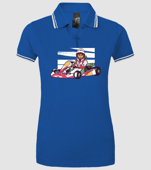 Pisică gokart model albastru regal pe tricou