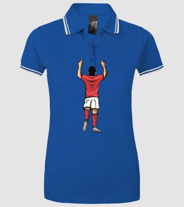 Fotbalist sărbătorind golul model albastru regal pe tricou