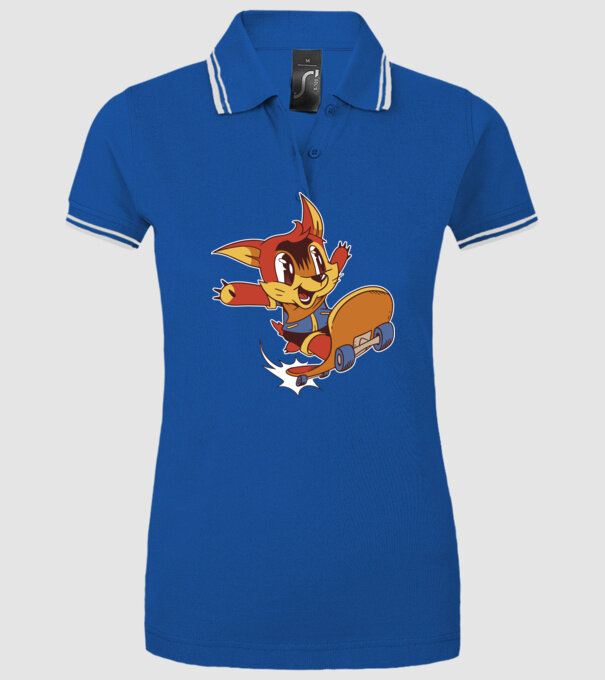 Veveriță Skateboarder model albastru regal pe tricou