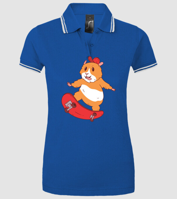 Hamster Skateboarder model albastru regal pe tricou